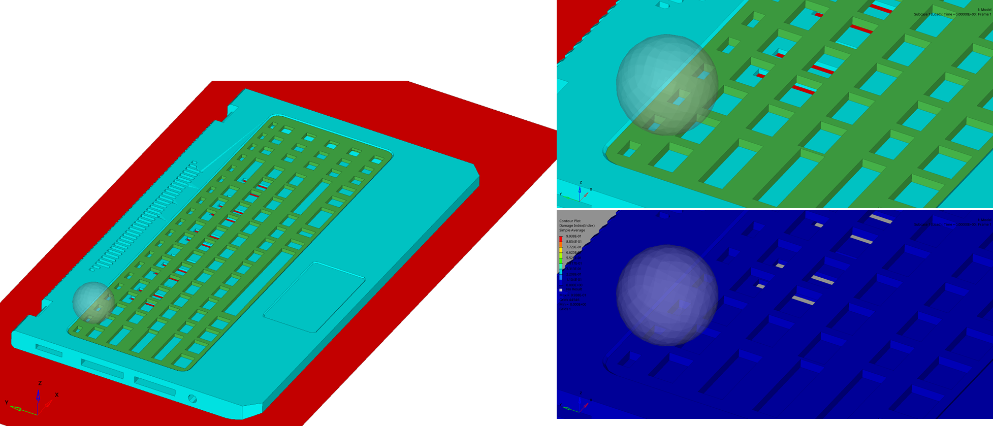 Figure 3. Material damage and failure under Explicit