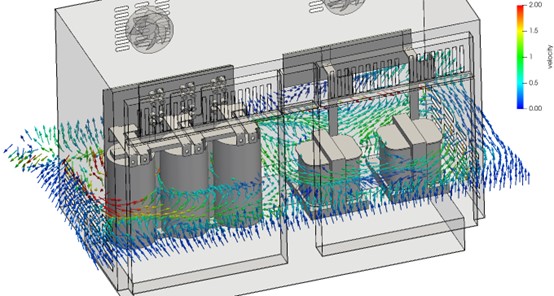 Transformer airflow cross-section view